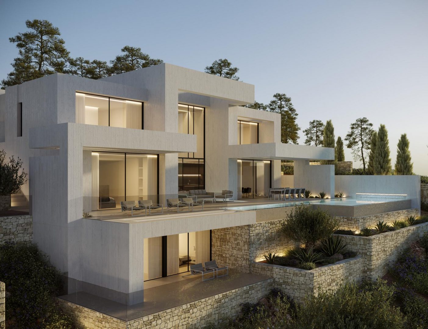 Pool area in villa for sale in Jávea