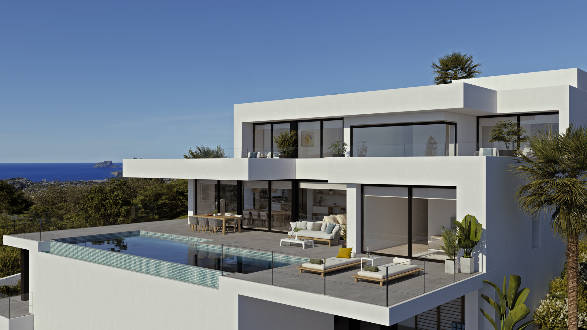 Located in the exclusive area of Cumbre del Sol, this villa offers a privileged setting with sea vie