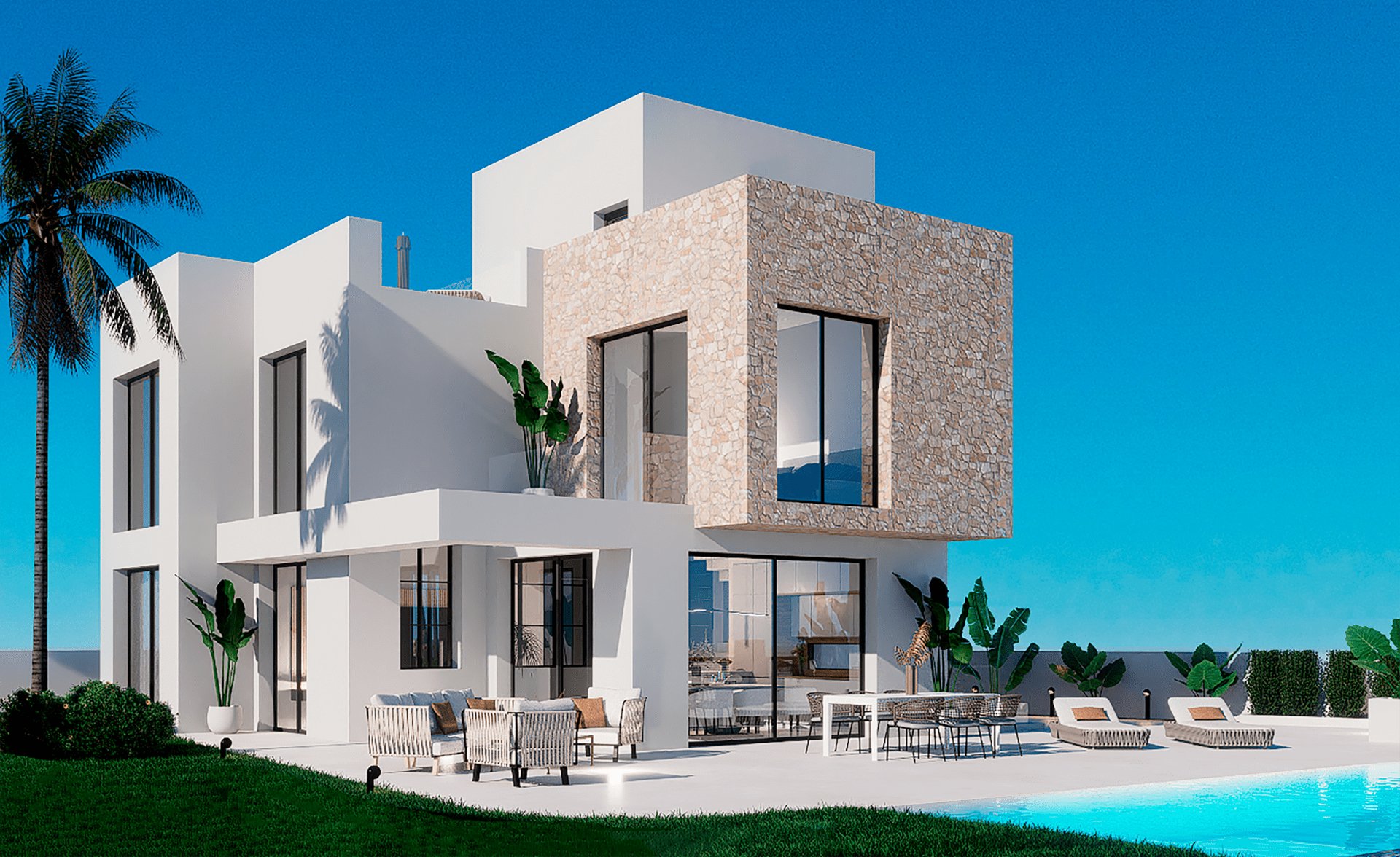 Pool area in villa for sale in Finestrat