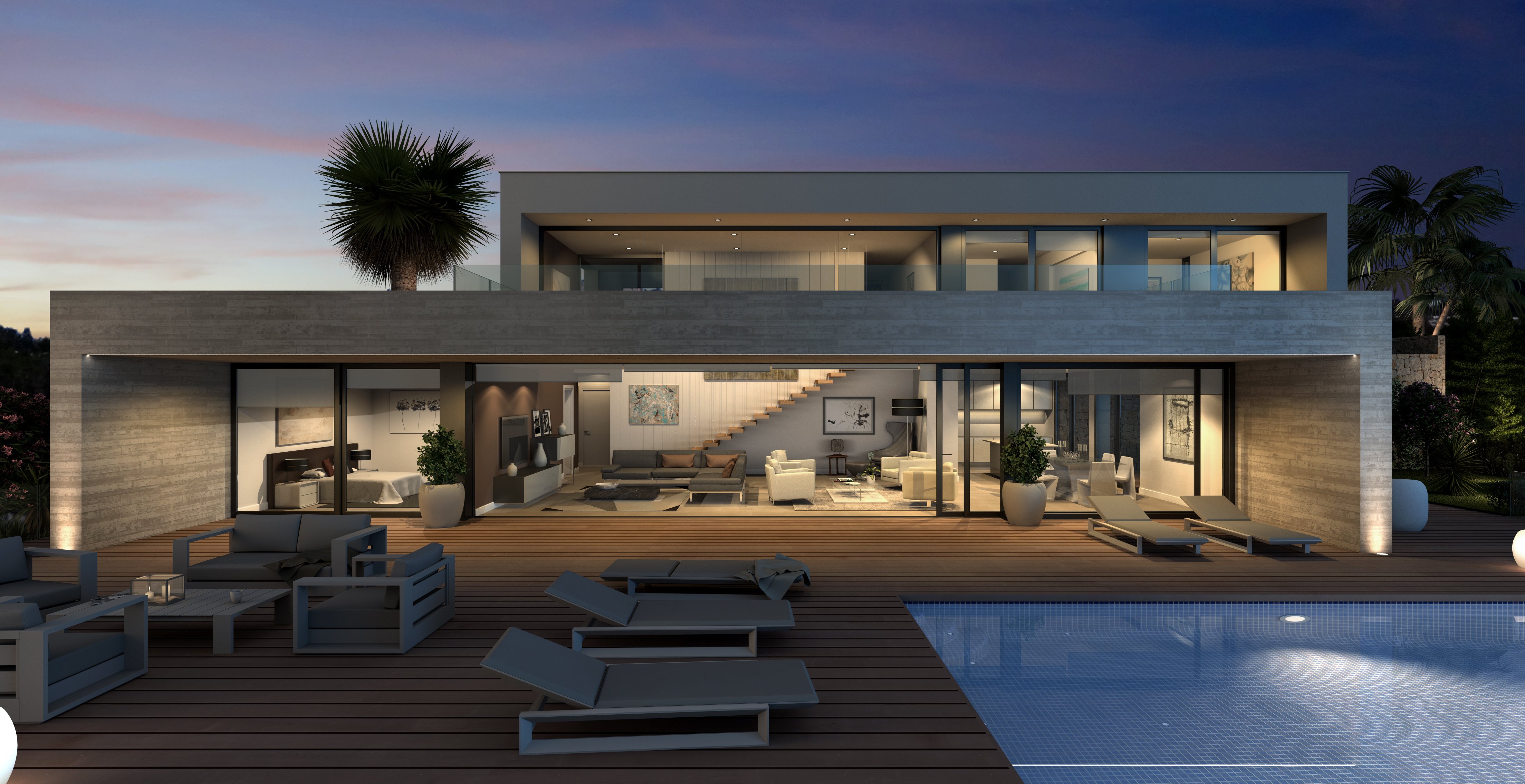 Pool area in villa for sale in Cumbre del Sol