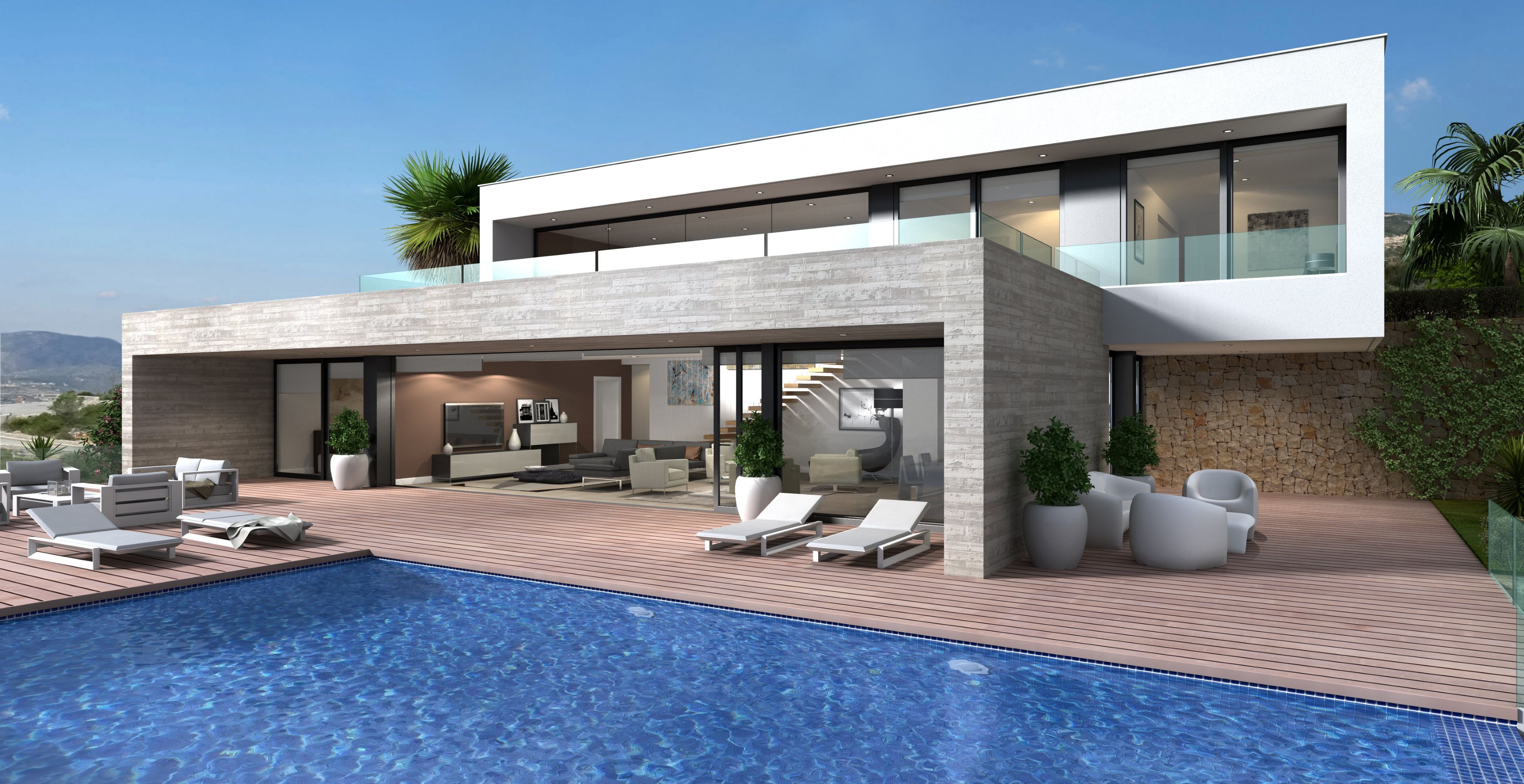 Pool area in villa for sale in Cumbre del Sol