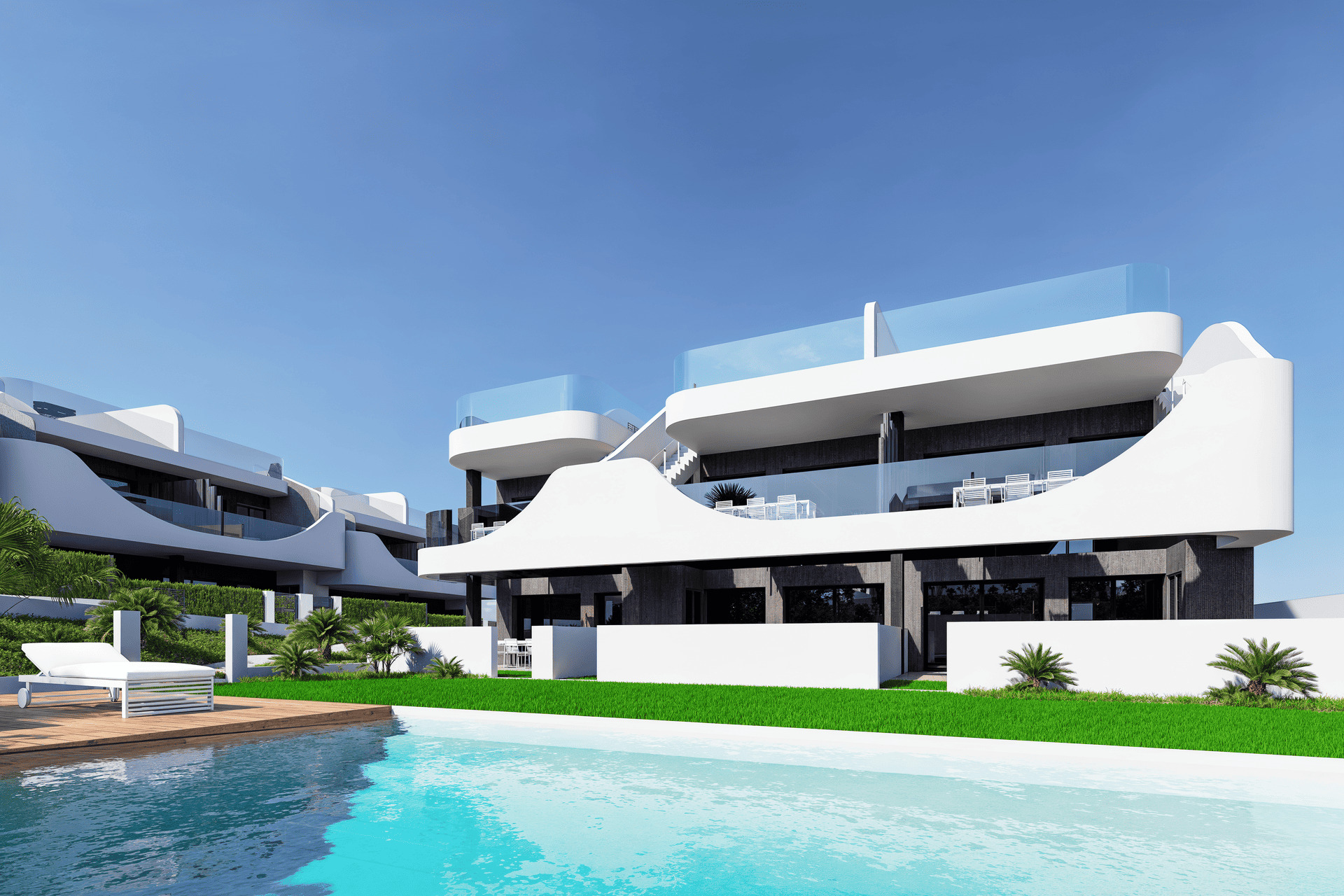 Pool area in high_bungalow for sale in San Miguel de Salinas