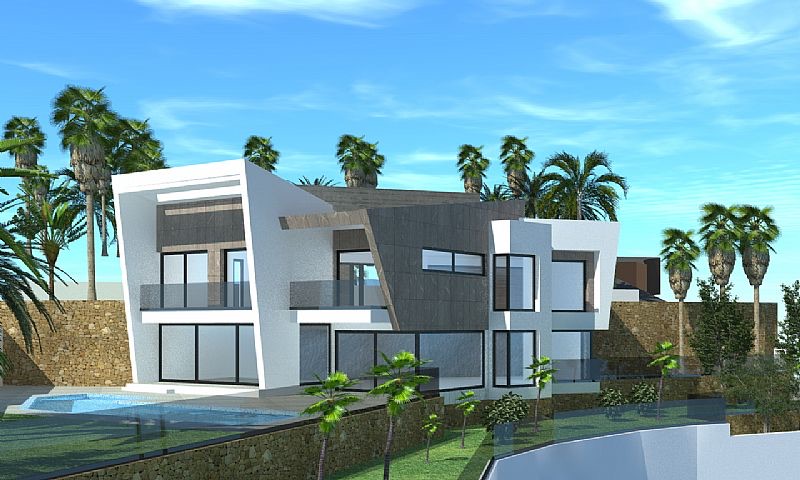 Pool area in villa for sale in Calpe