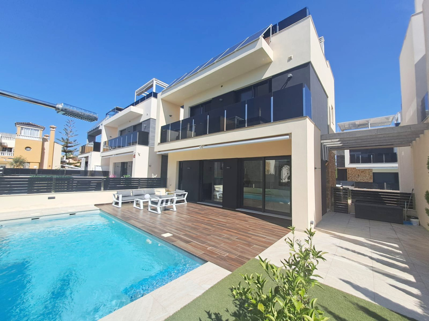 Pool area in villa for sale in Orihuela Costa