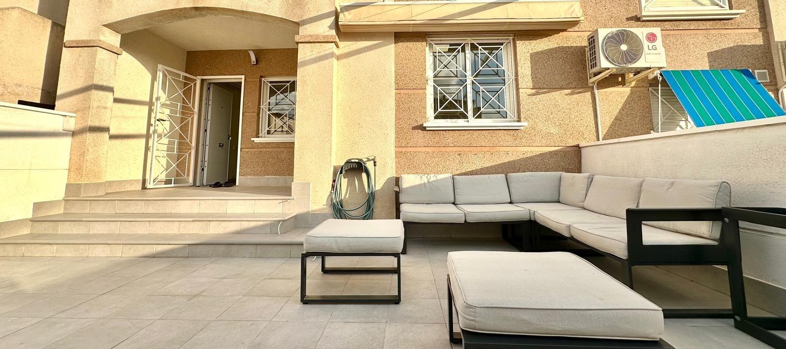 Pool area in bungalow for sale in Torrevieja