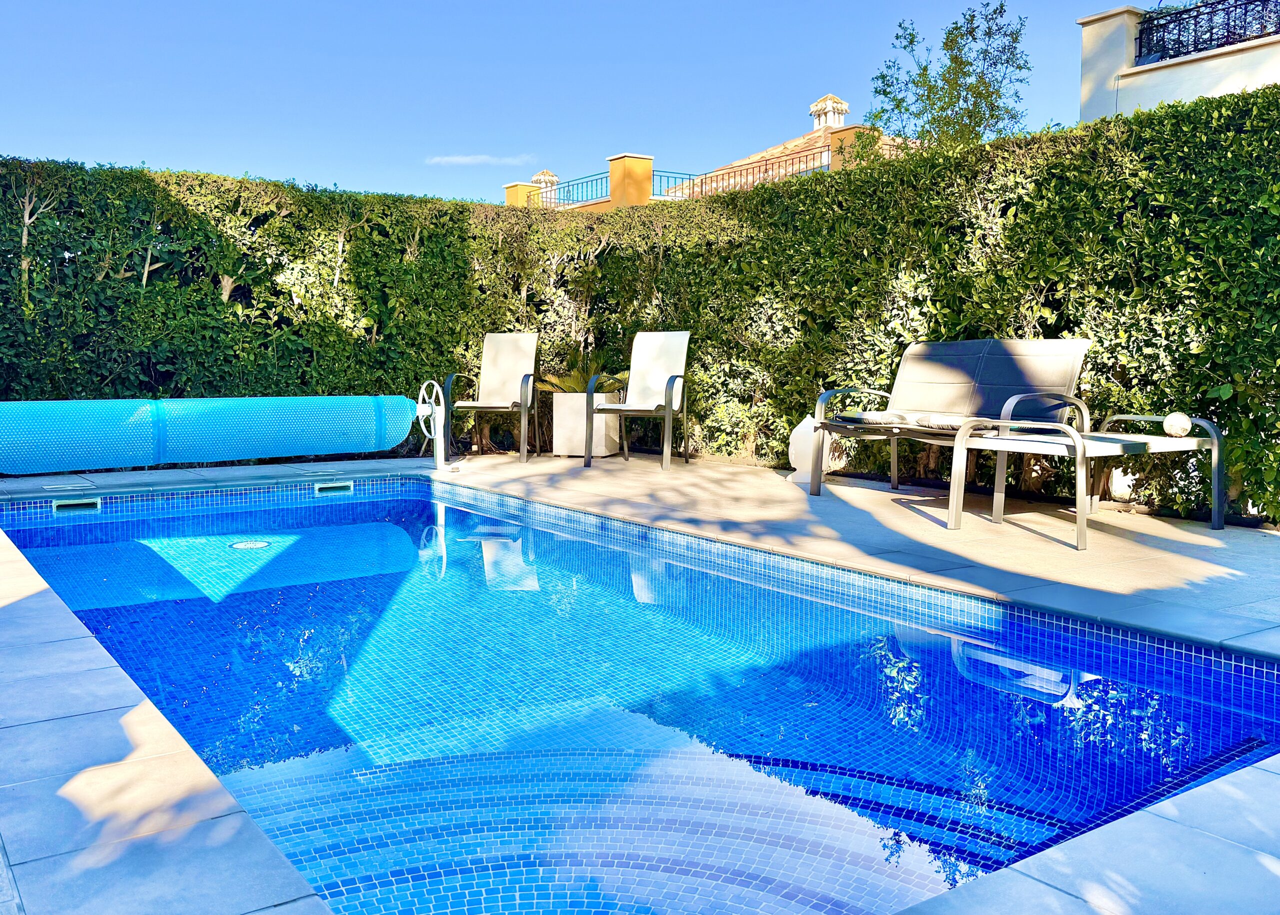 Pool area in villa for sale in Mar Menor Golf Resort