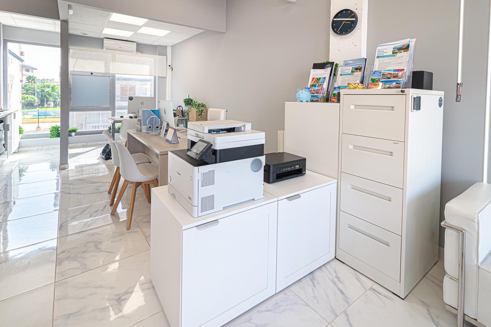 Office for sale with modern designer renovation, high-quality furniture, computers, printers, and th