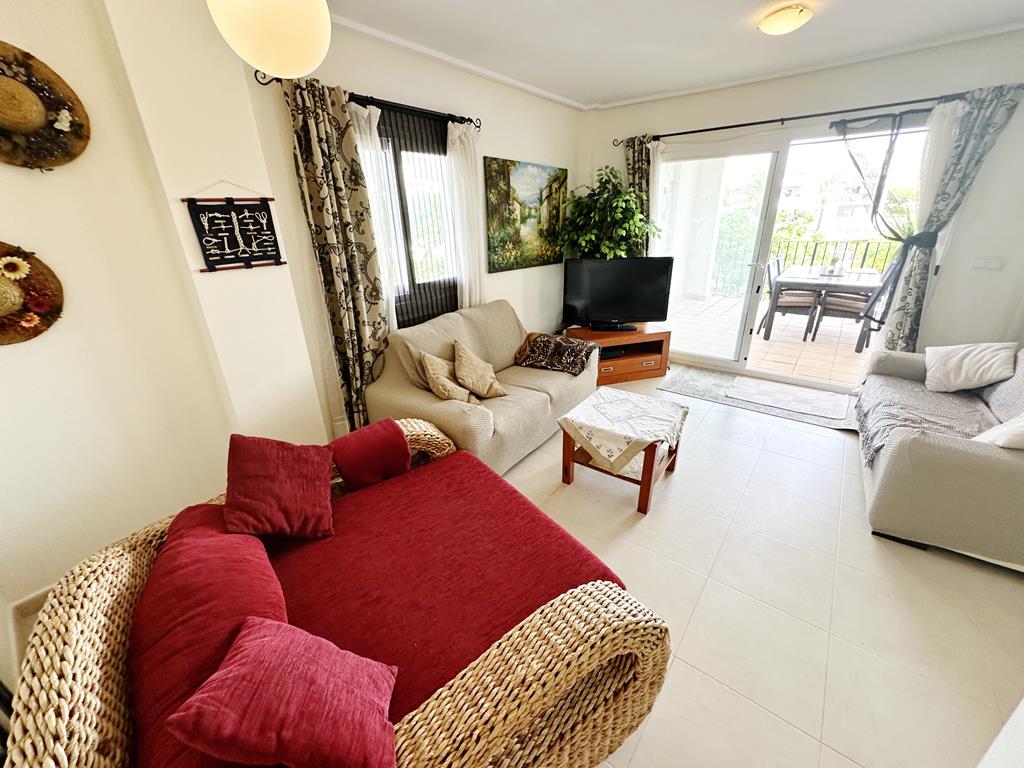 Garden in apartment for sale in Hacienda Riquelme Golf Resort