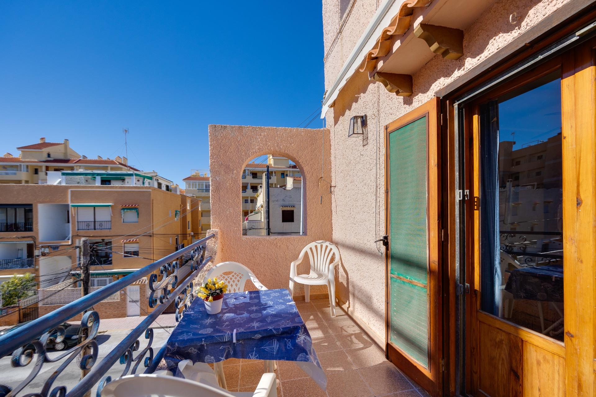 Pool area in bungalow for sale in Torrevieja