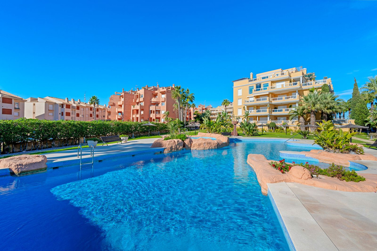 Pool area in apartment for sale in Cabo Roig