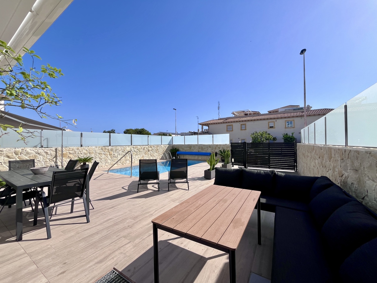 Dining area in villa for sale in Punta Prima