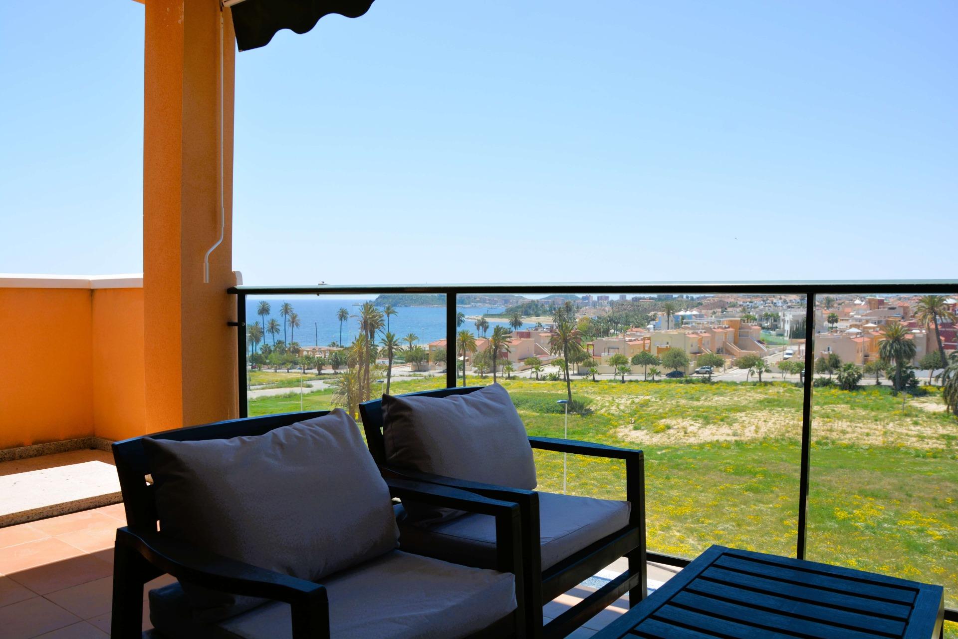 Pool area in penthouse for sale in Puerto de Mazarron