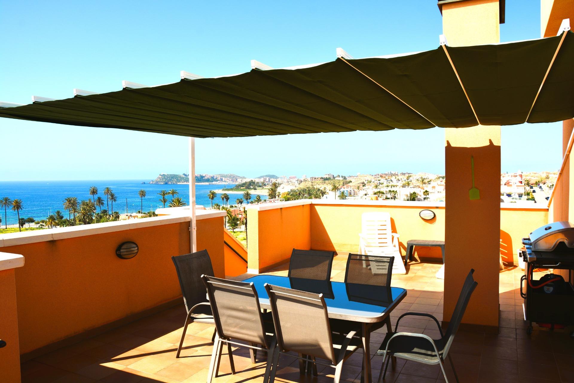 Pool area in penthouse for sale in Puerto de Mazarron