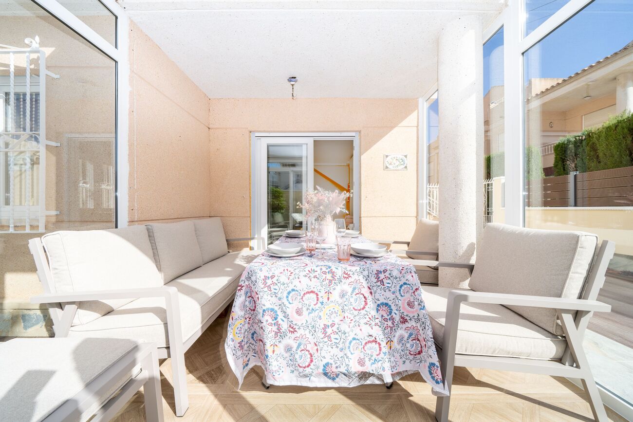 Pool area in duplex for sale in Torrevieja