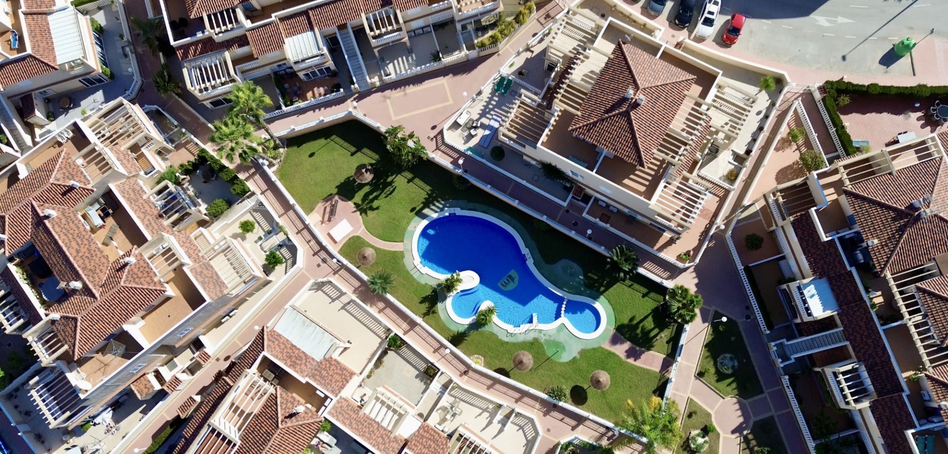 Pool area in duplex for sale in Orihuela Costa