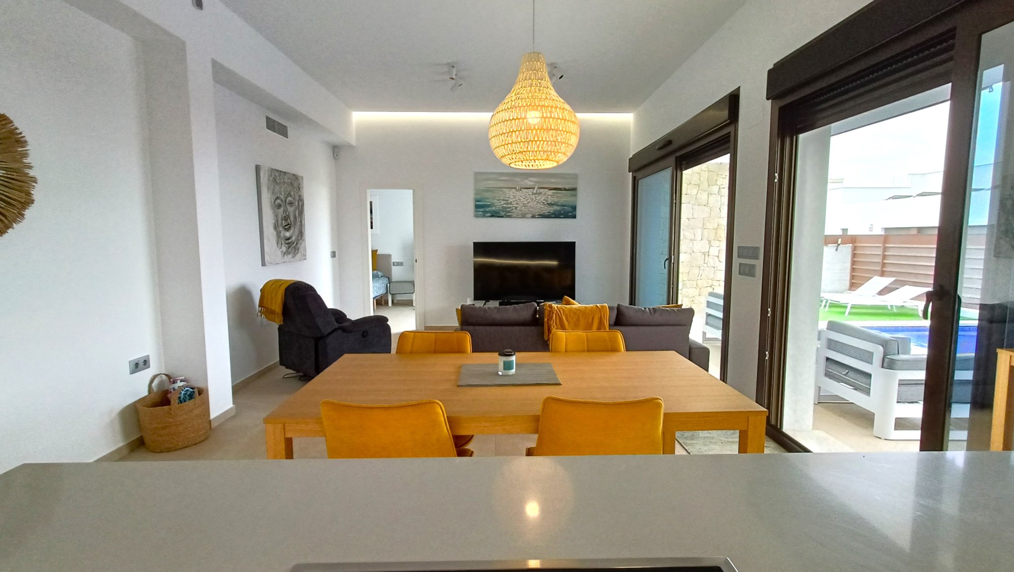 Pool area in villa for sale in Vistabella Golf Entre Naranjos