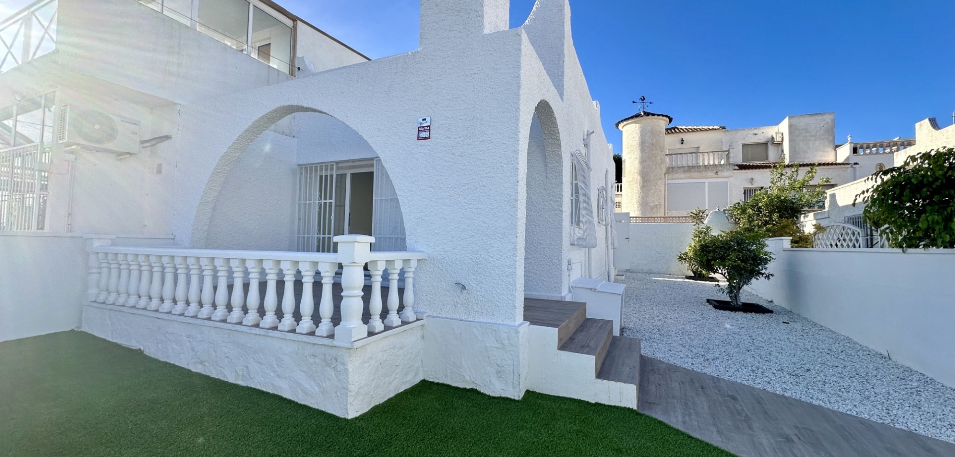 Pool area in bungalow for sale in Orihuela Costa