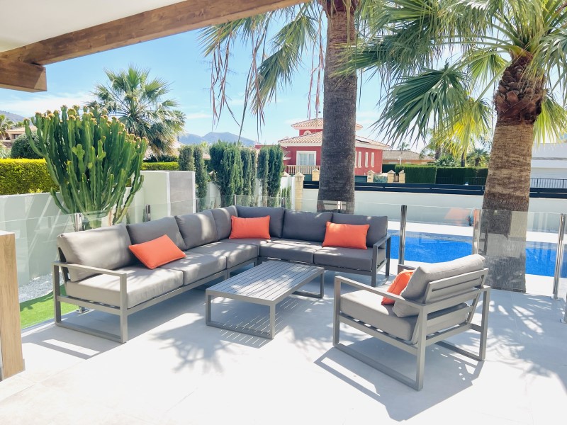 Pool area in villa for sale in Alfas del Pi