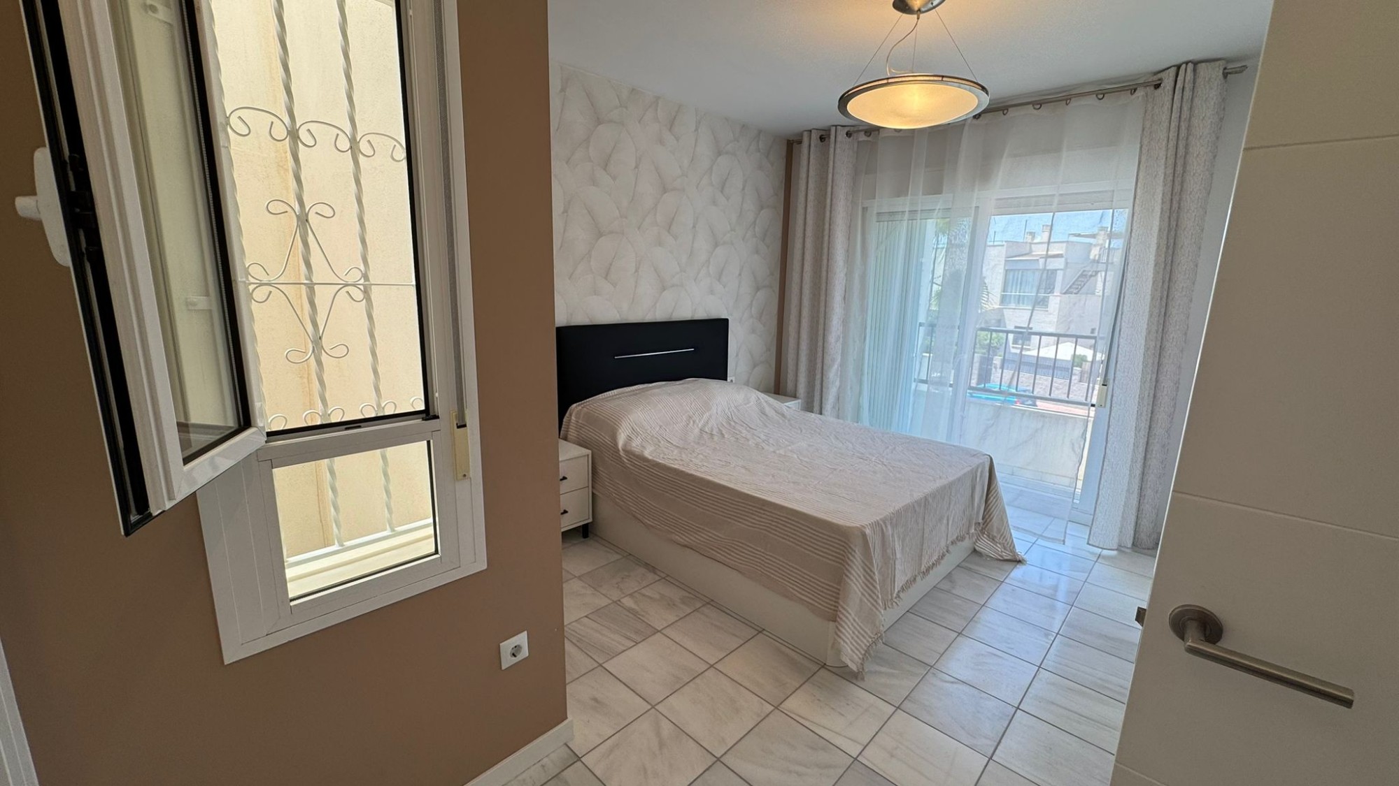 Pool area in bungalow for sale in Torrevieja