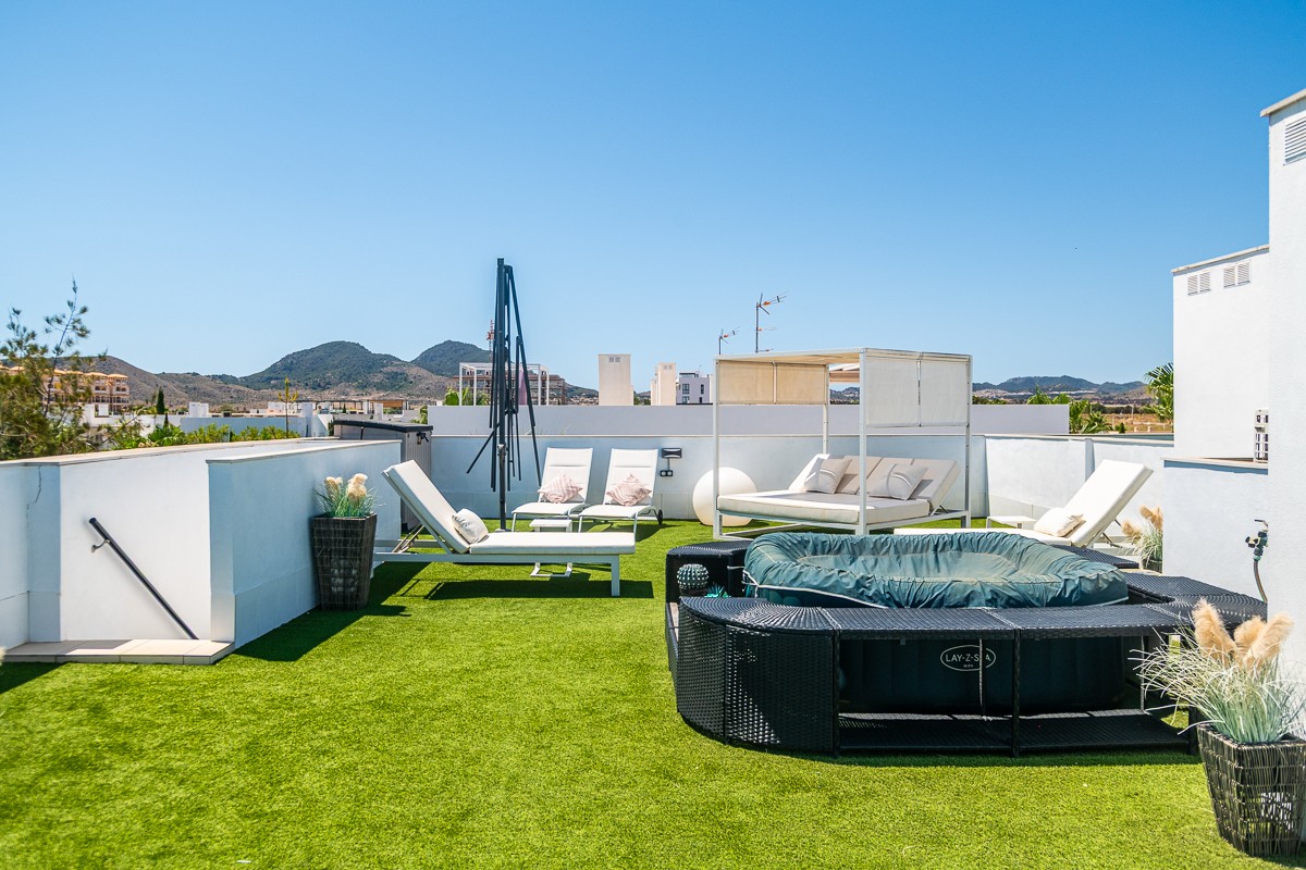 Pool area in penthouse for sale in Cartagena