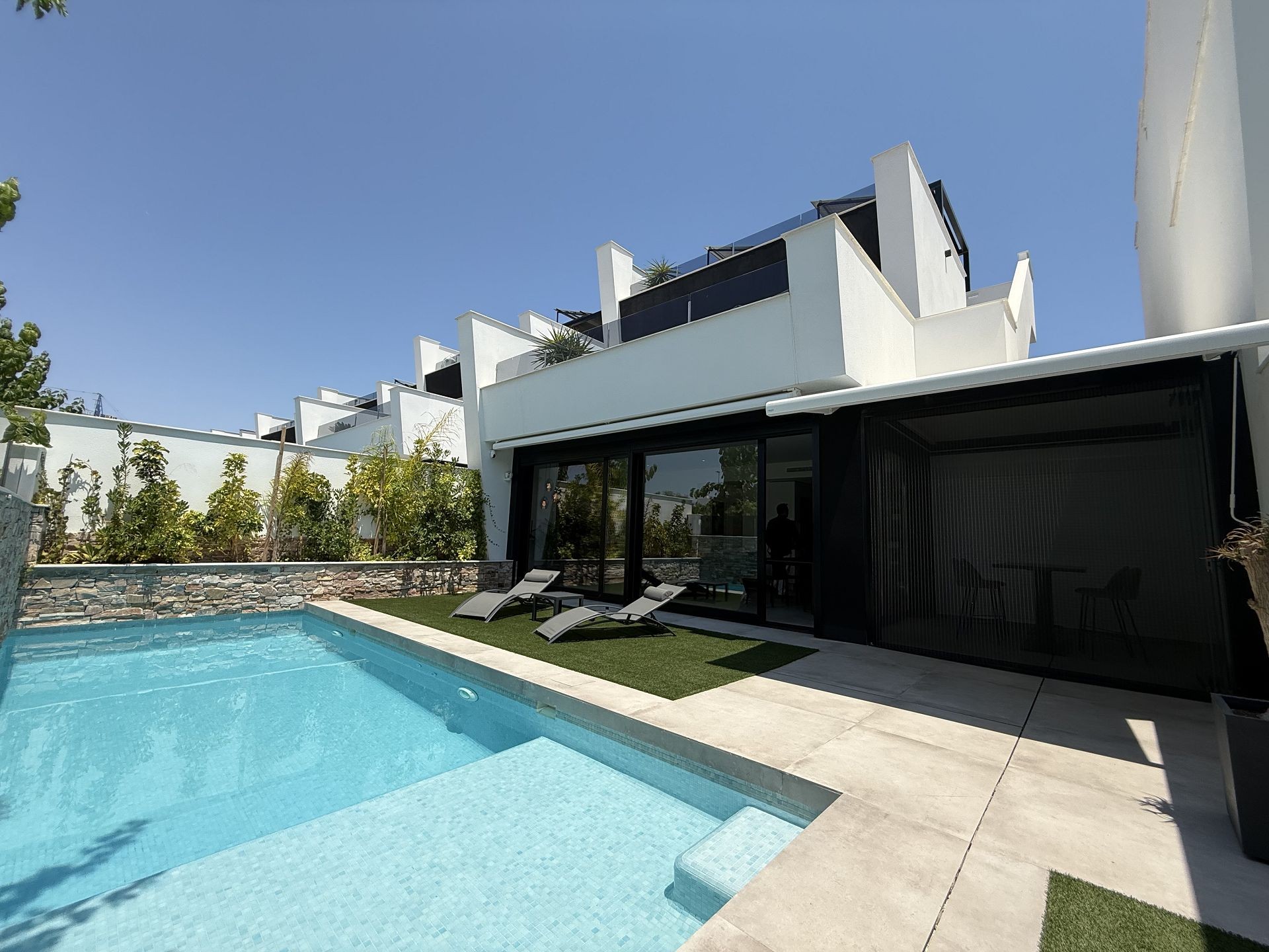 Pool area in villa for sale in San Javier