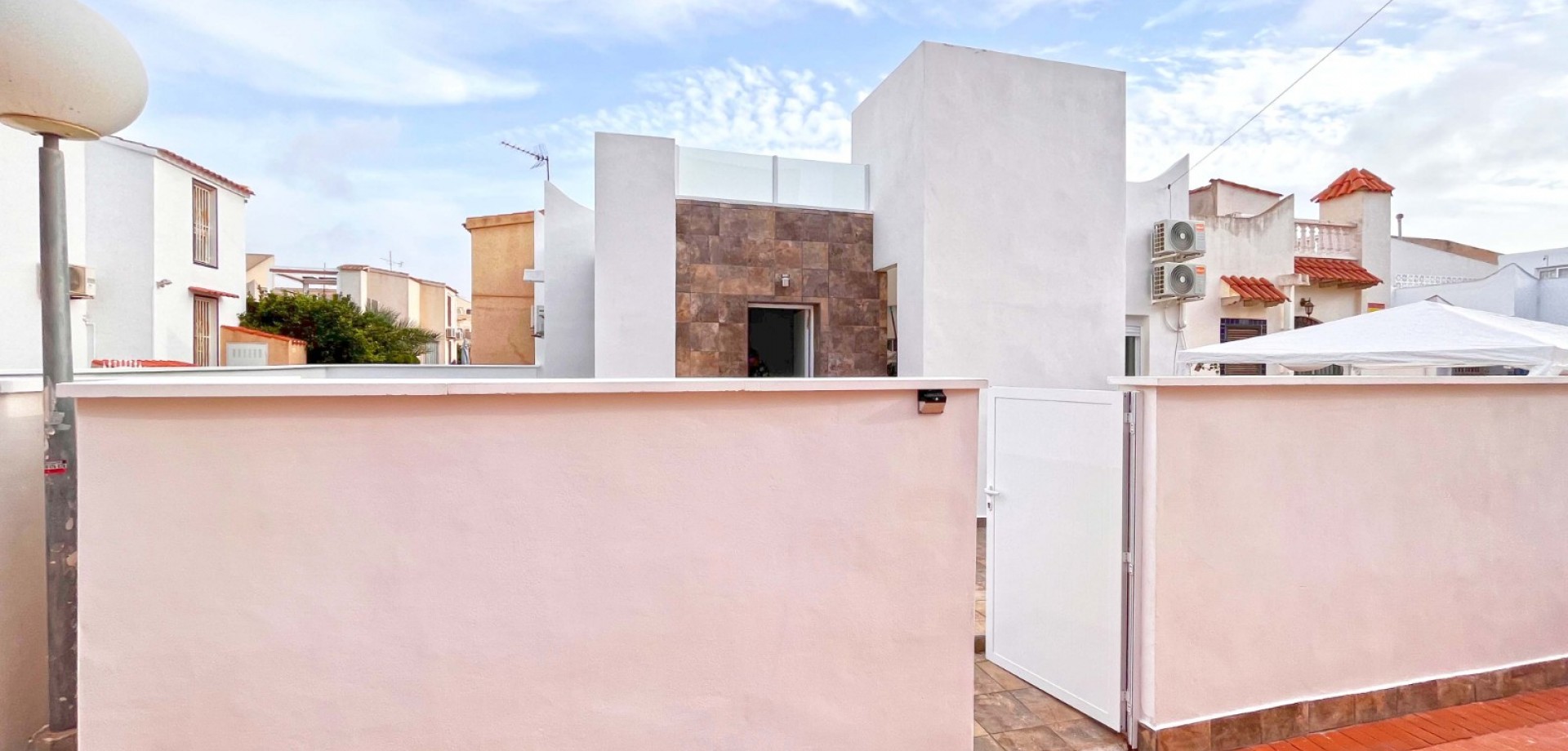 Pool area in bungalow for sale in Orihuela Costa