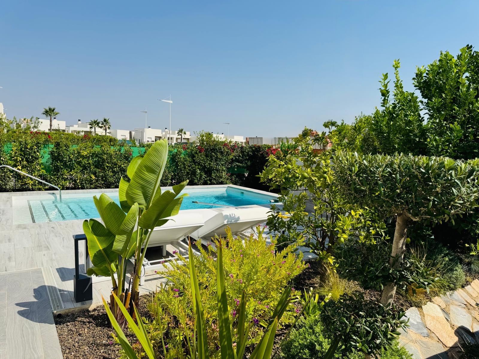 Pool area in villa for sale in Algorfa