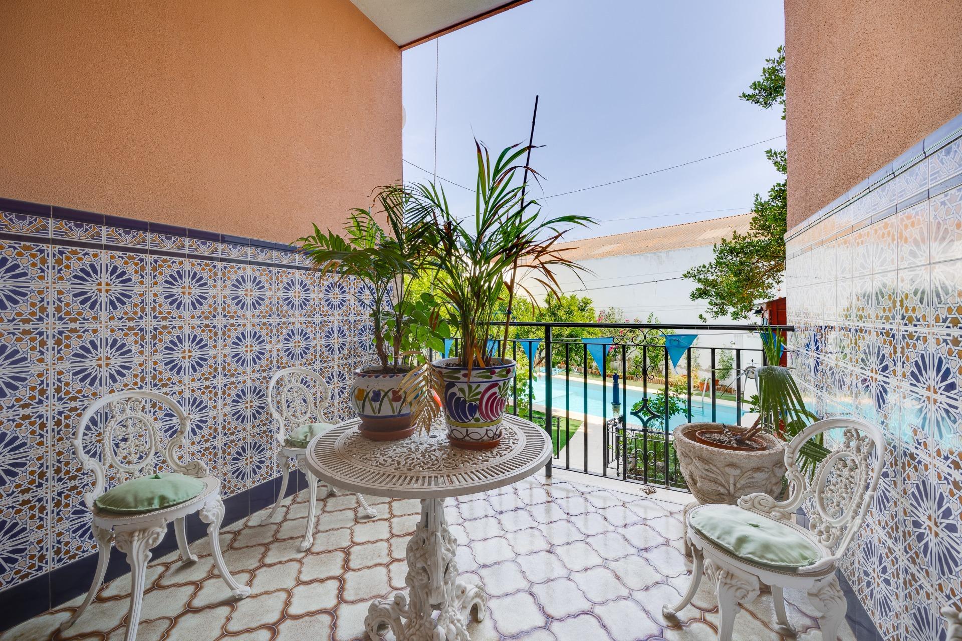 Pool area in finca for sale in Callosa de Segura