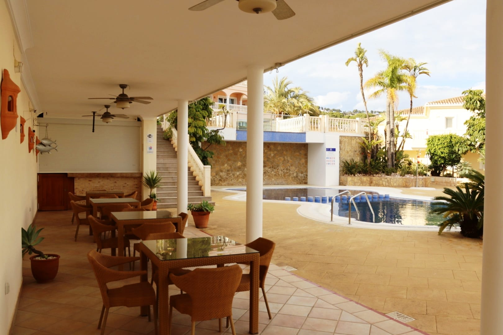 Pool area in apartment for sale in Benissa