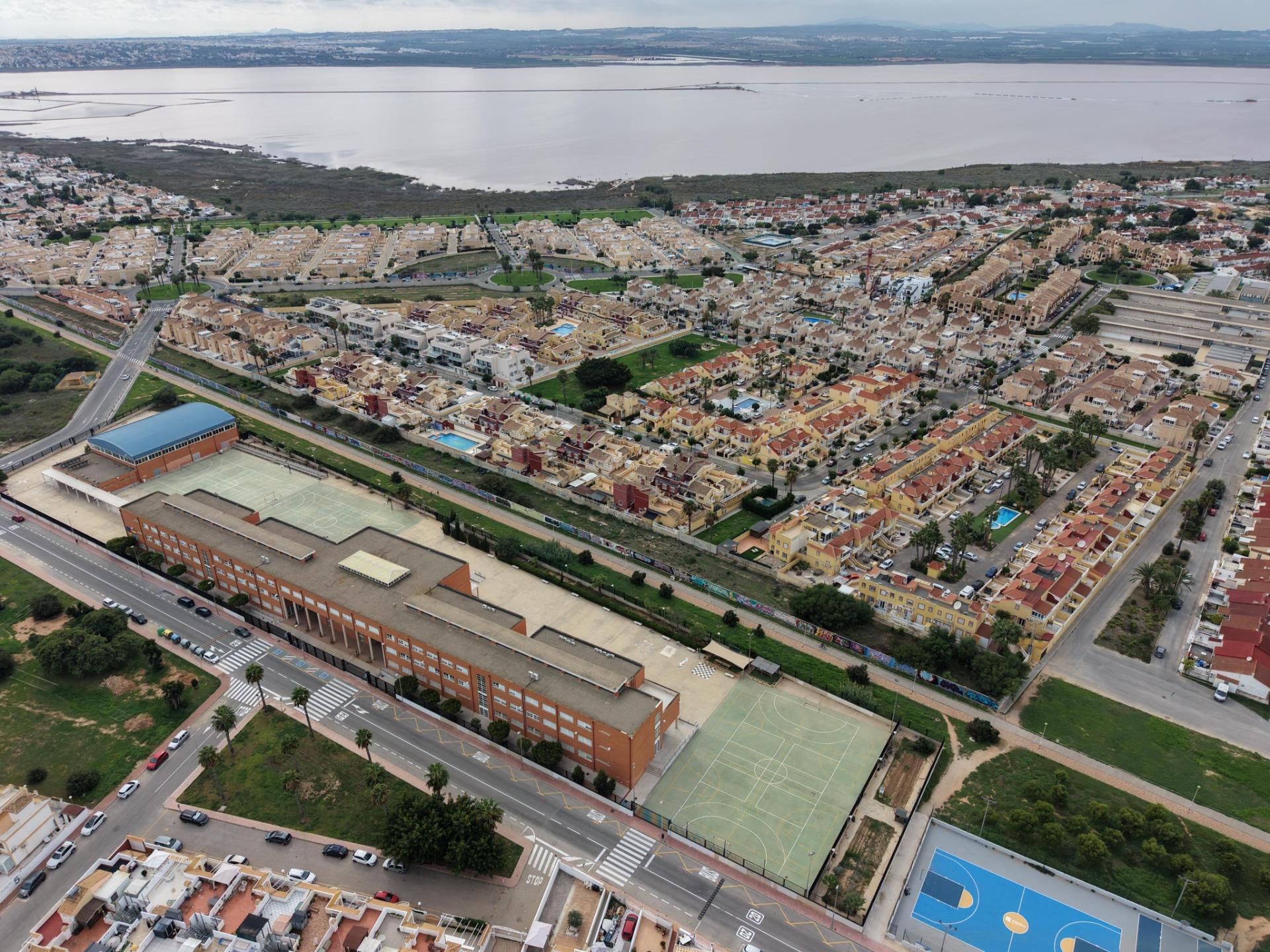 Pool area in bungalow for sale in Torrevieja