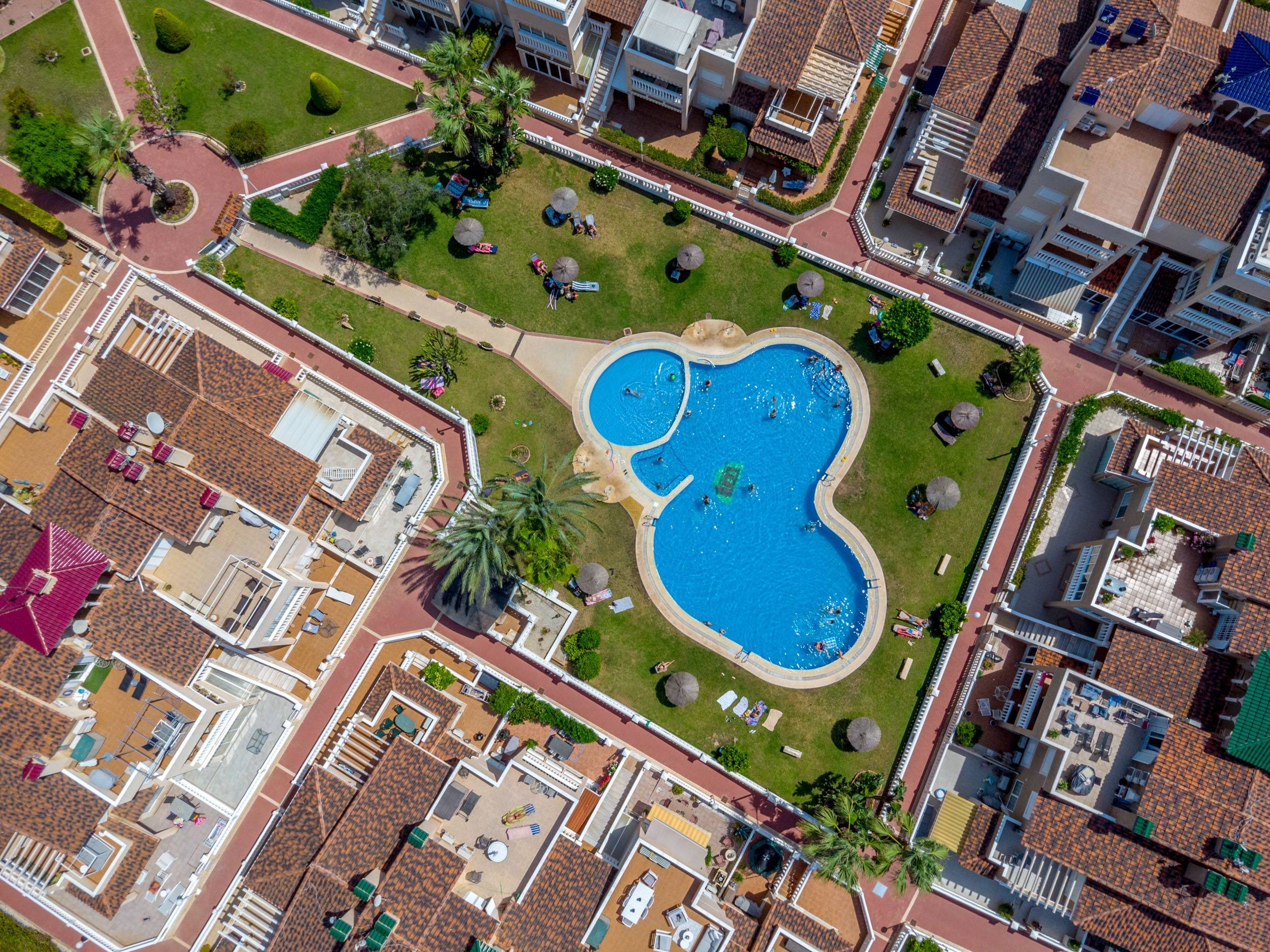 Pool area in duplex for sale in Orihuela Costa