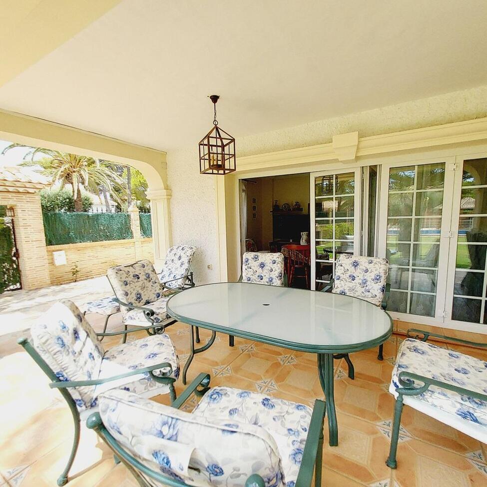 Pool area in villa for sale in Orihuela Costa