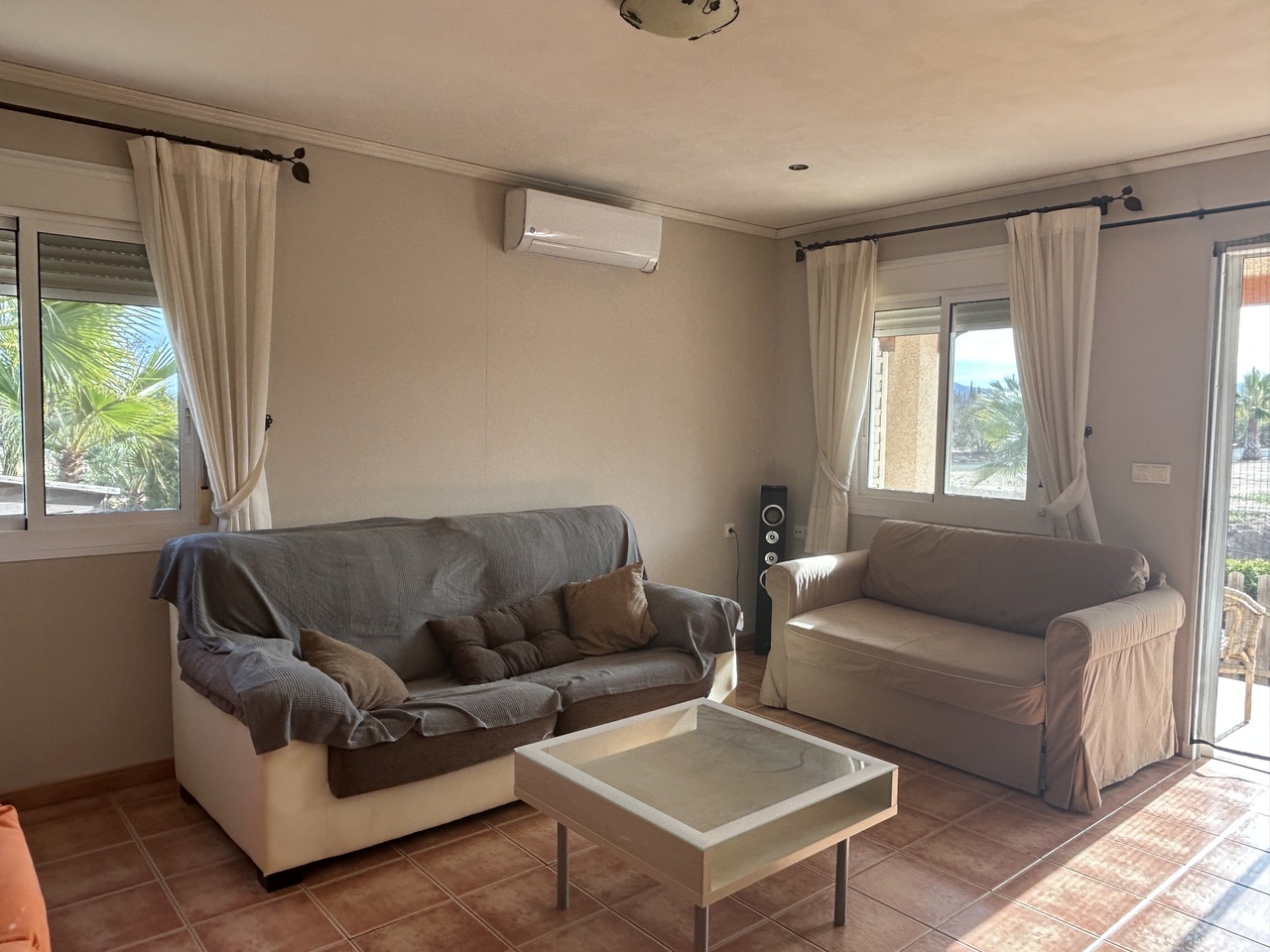 Pool area in bungalow for sale in Las Palas