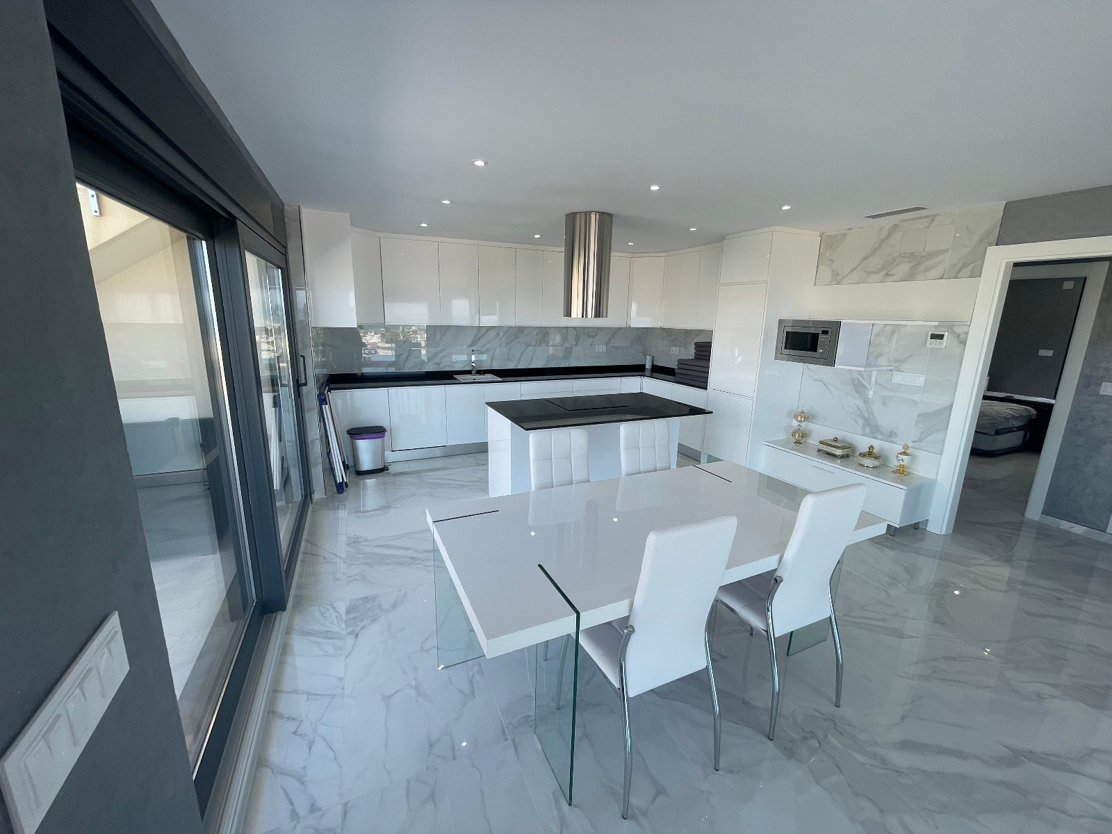 Pool area in villa for sale in La Mata