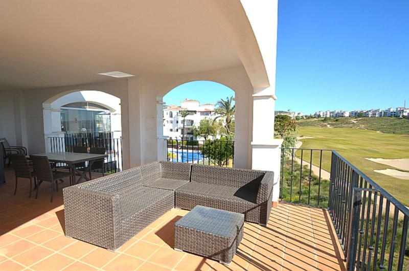 Master bedroom in apartment for sale in Hacienda Riquelme Golf Resort
