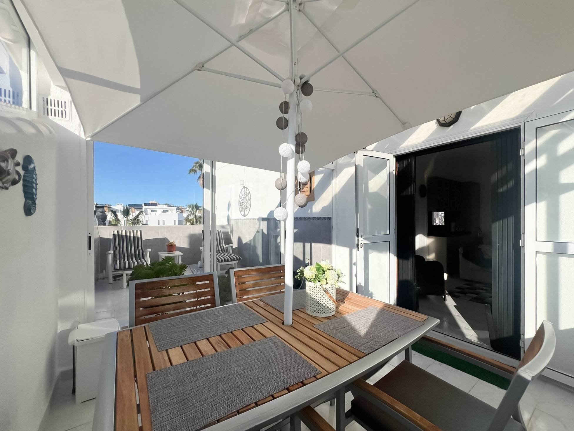 Pool area in bungalow for sale in Torrevieja