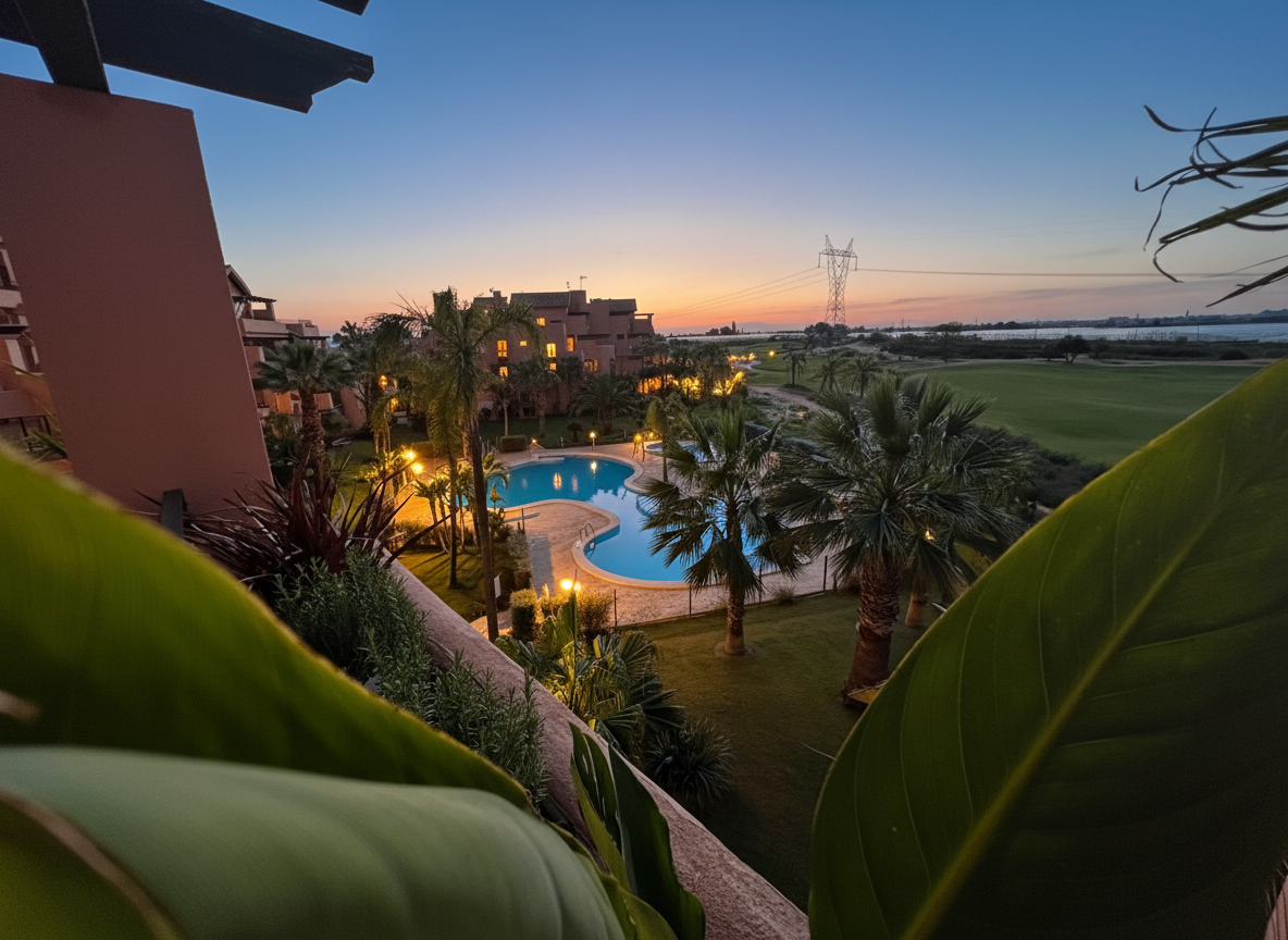 Pool area in apartment for sale in Mar Menor Golf Resort