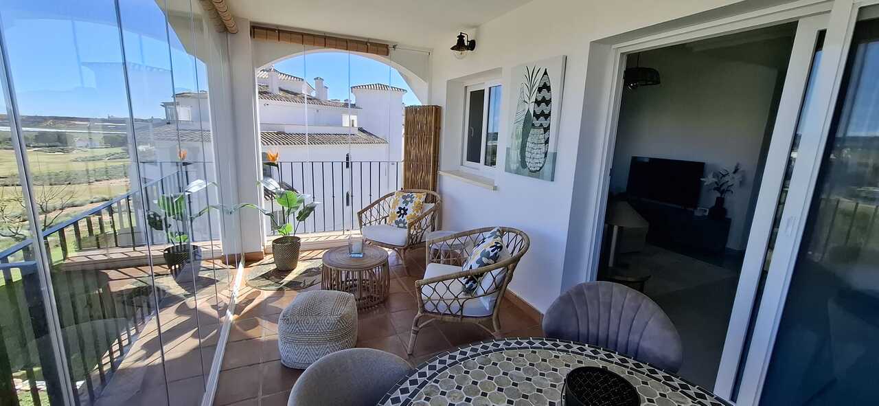 Terrace in apartment for sale in Hacienda Riquelme Golf Resort