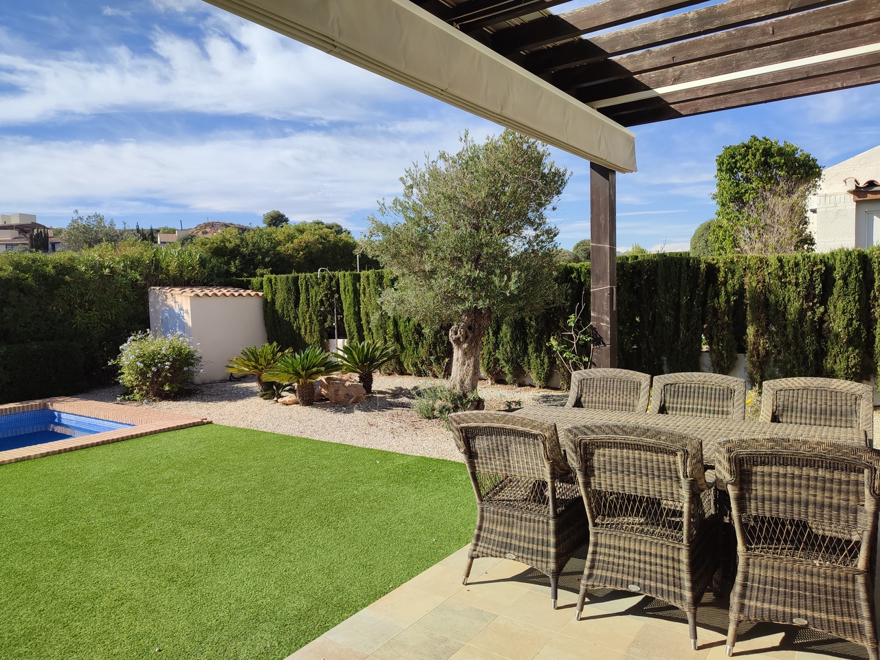 Pool area in villa for sale in Peraleja Golf