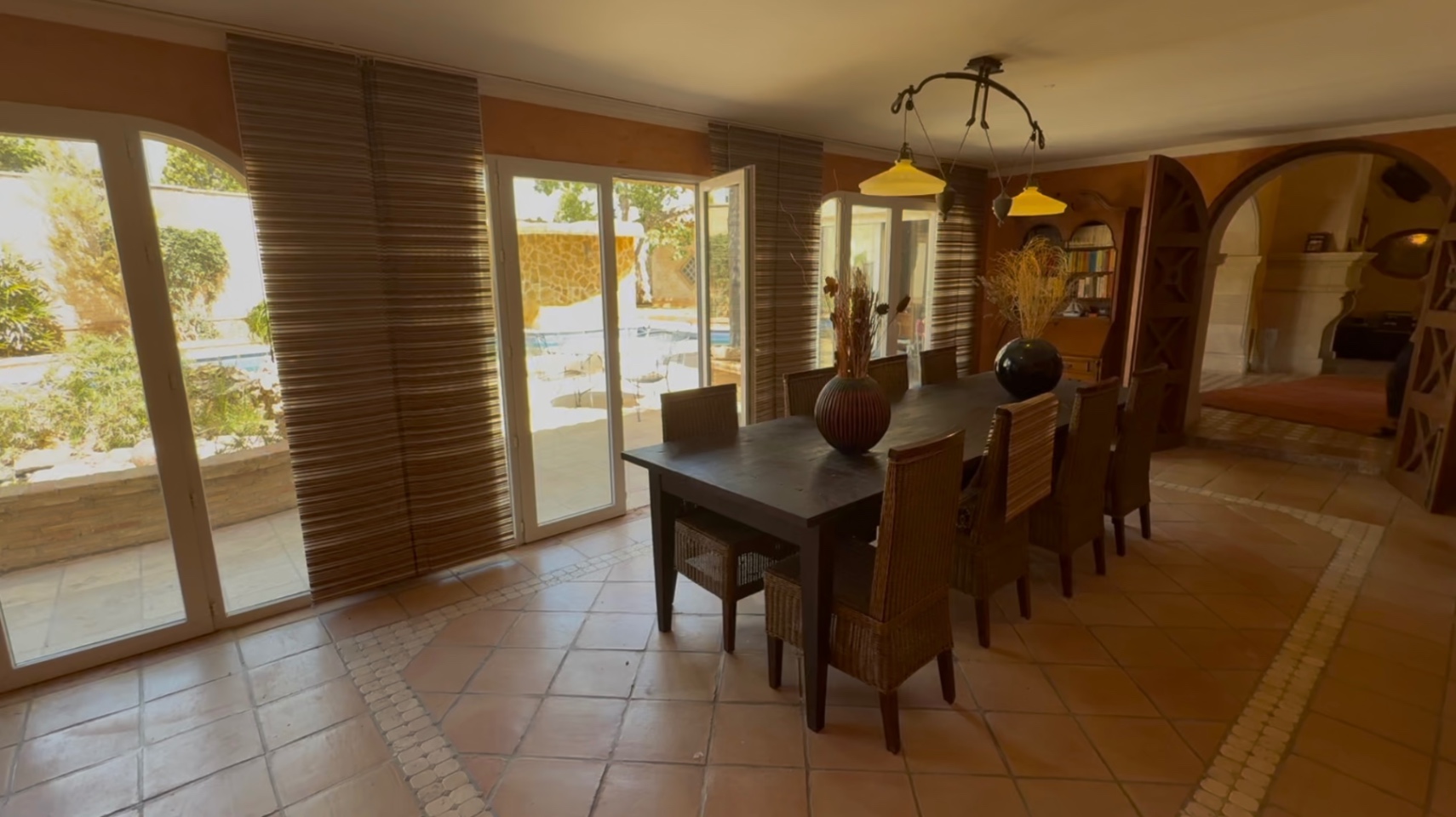 Pool area in villa for sale in Cartagena