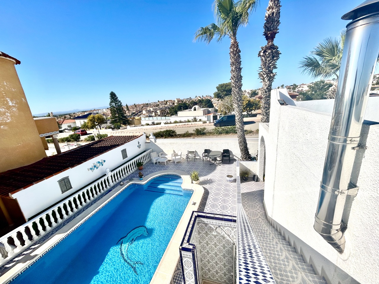 Pool area in villa for sale in Villamartin