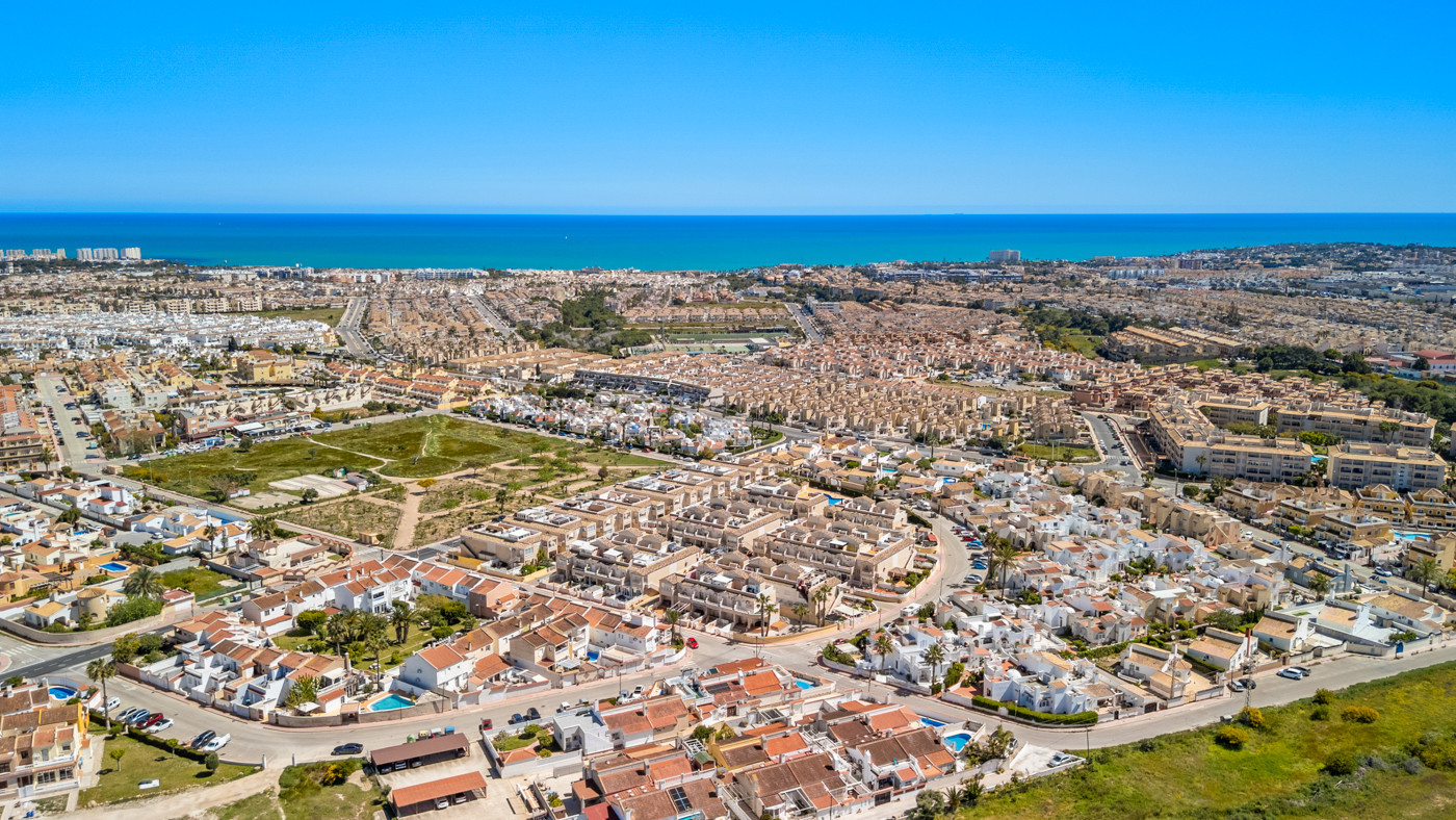 Pool area in bungalow for sale in Orihuela Costa