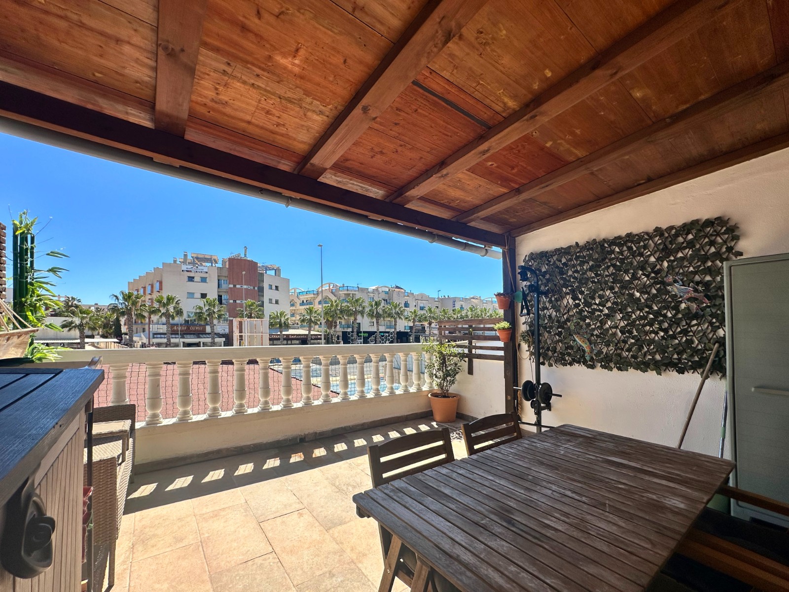 Pool area in bungalow for sale in Orihuela Costa