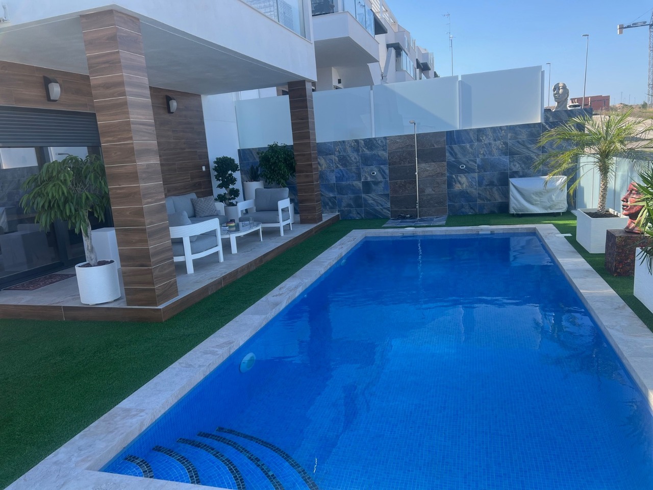 Pool area in villa for sale in Los Montesinos
