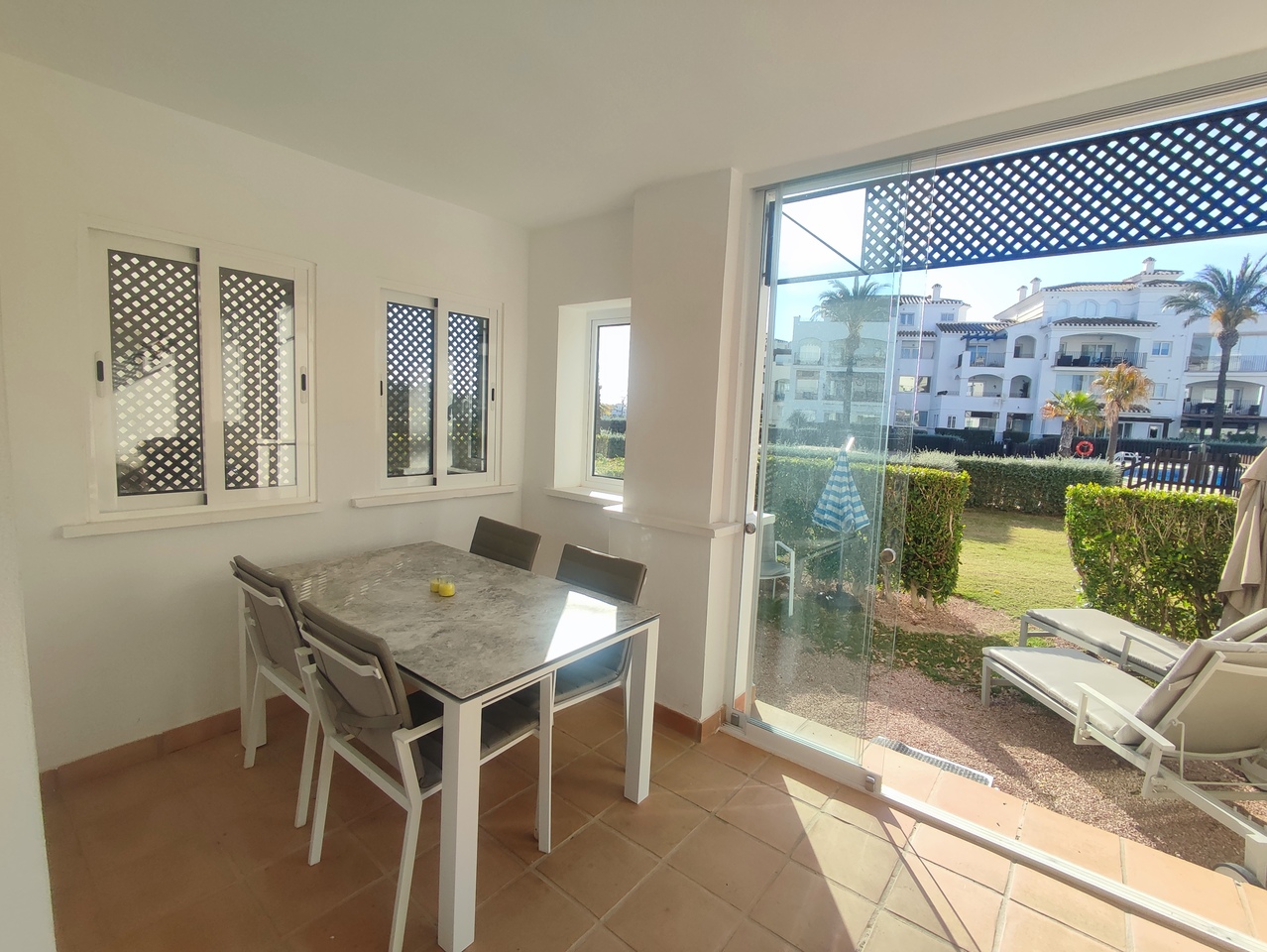 Garden in apartment for sale in Hacienda Riquelme Golf Resort