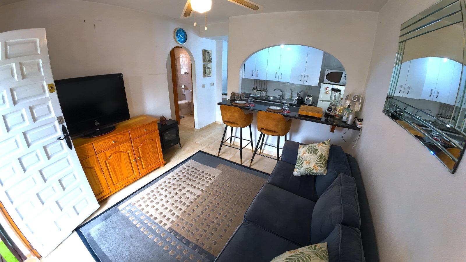 Pool area in bungalow for sale in Torrevieja