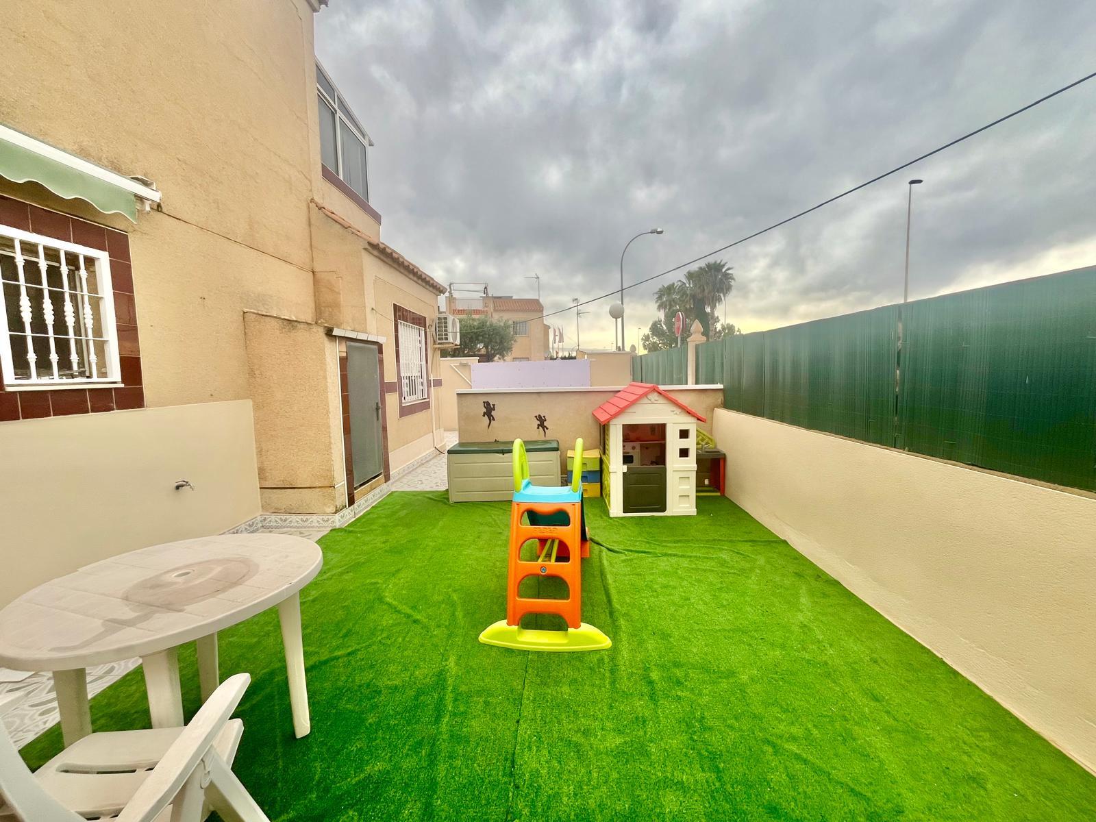 Pool area in bungalow for sale in Torrevieja
