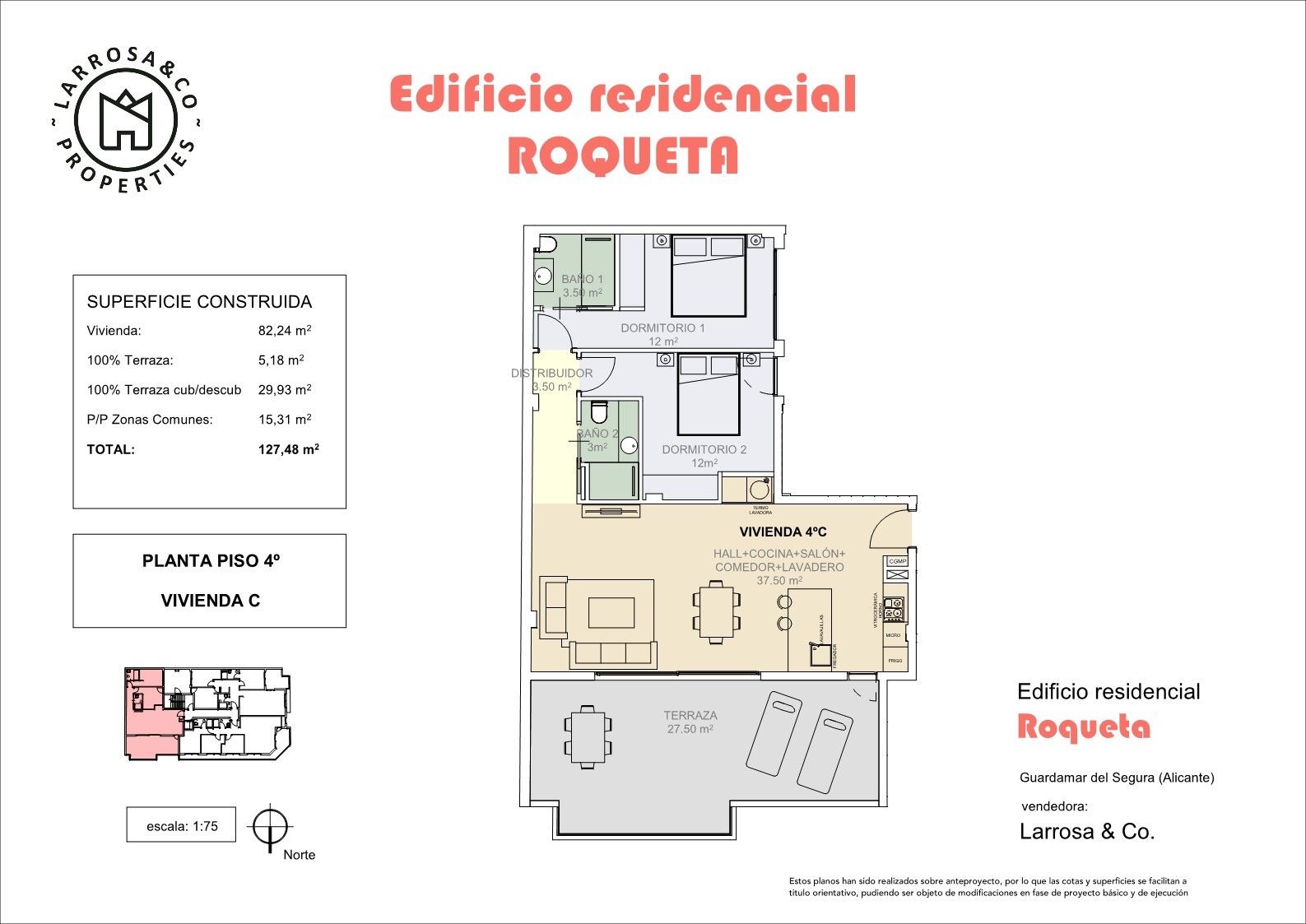 Garden in penthouse for sale in Guardamar del Segura