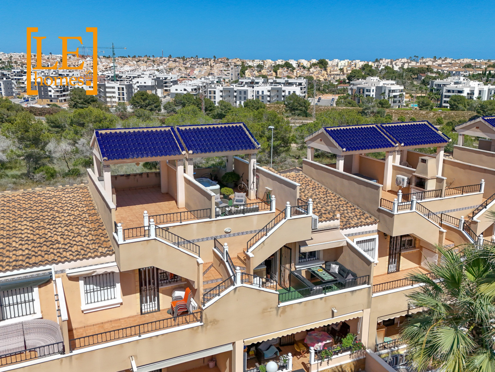 Pool area in bungalow for sale in Orihuela Costa