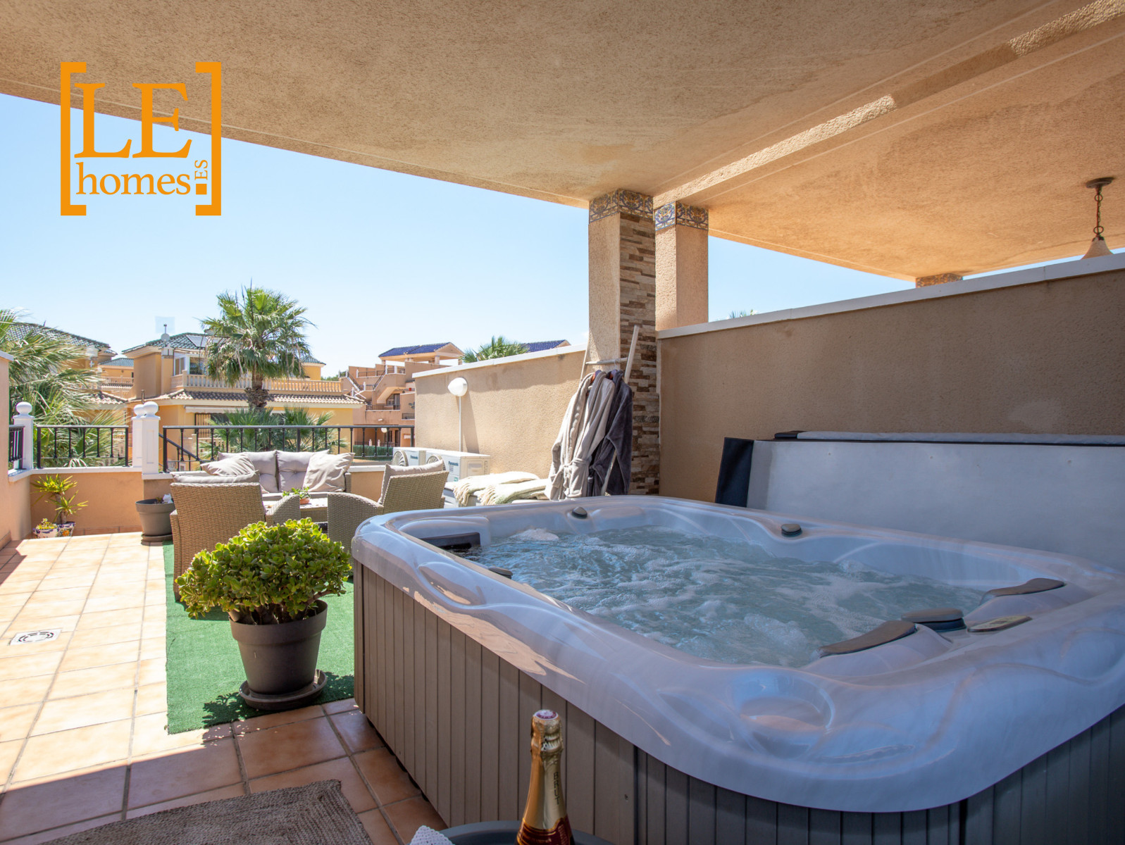 Terrace in bungalow for sale in Orihuela Costa